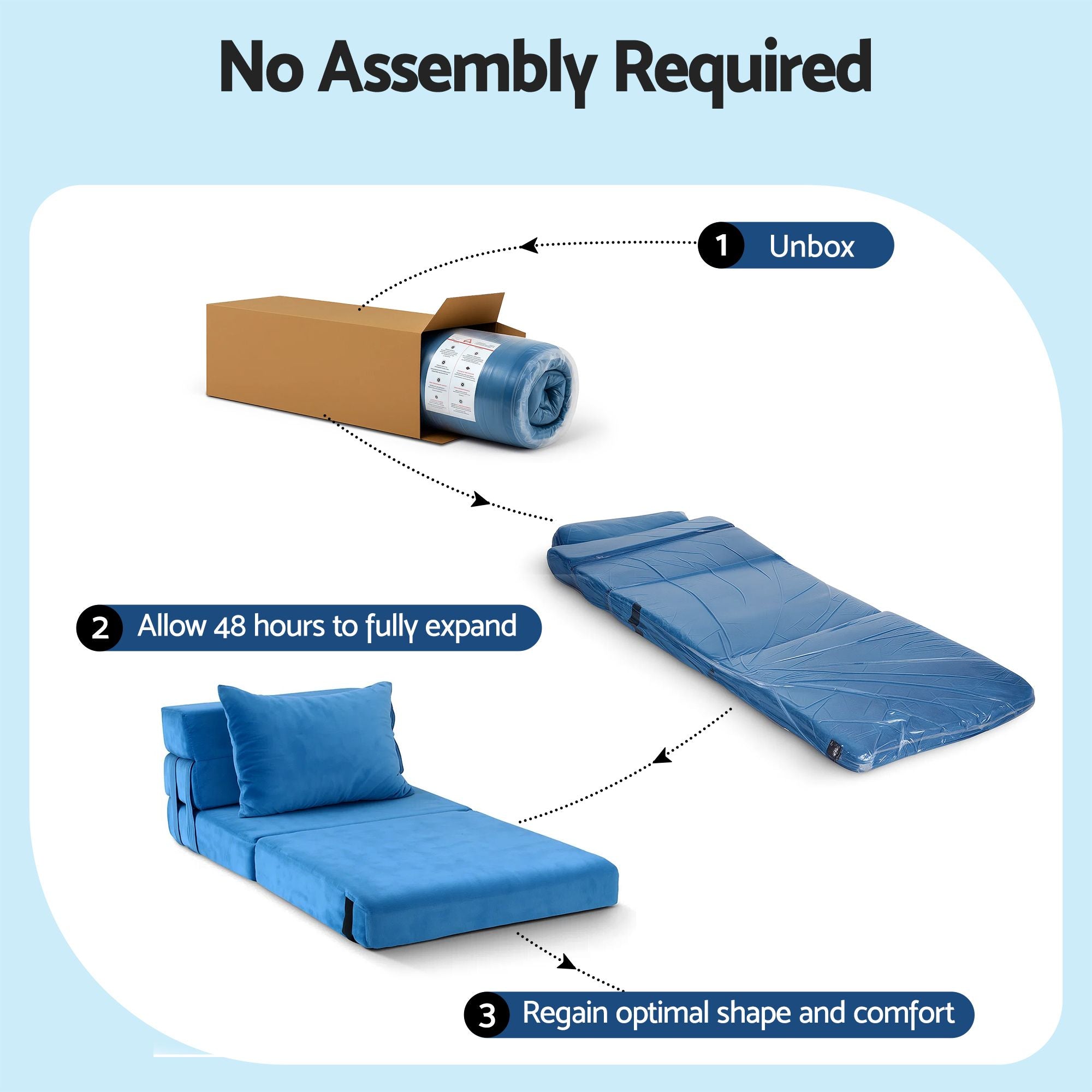 Artiss 3 Pack Folding Sofa Bed Armless Lounger Foam Floor Sofas Futons Couches