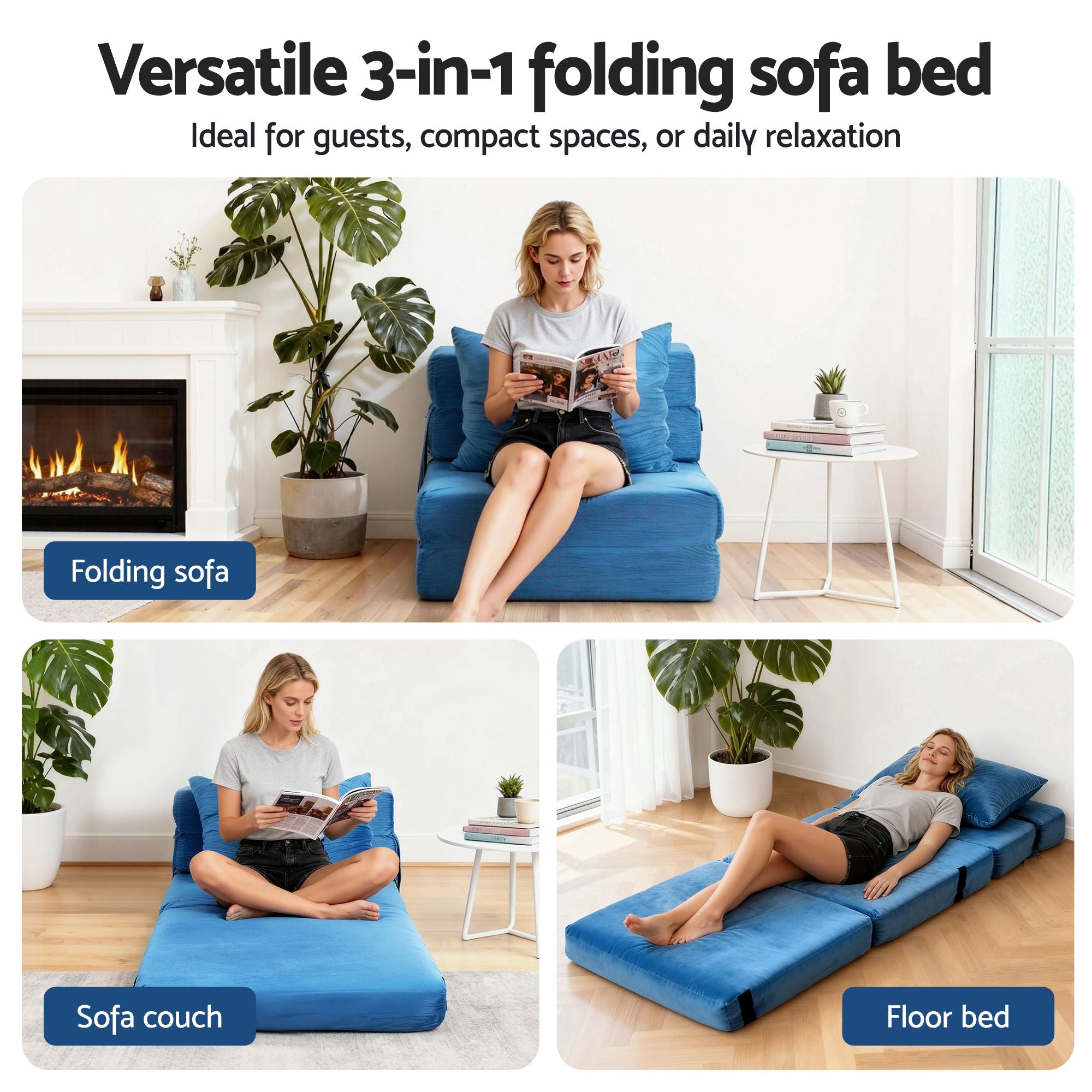 Artiss 4 Pack Folding Sofa Bed L-Shaped Modular Floor Sofas Foam Futons Couches