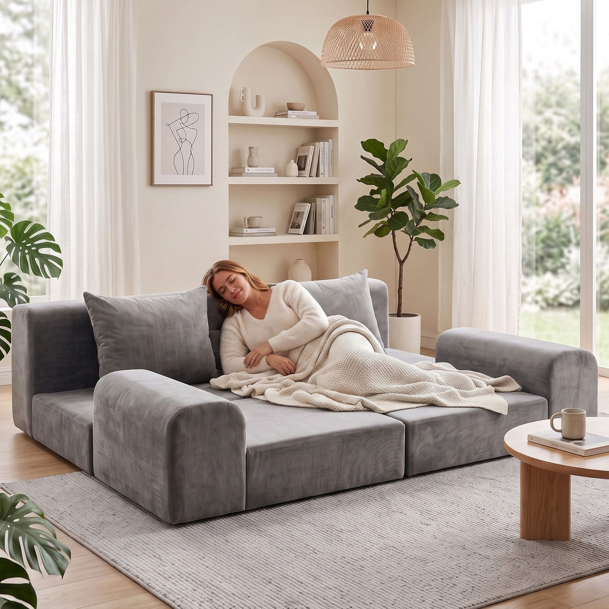 Artiss 5-in-1 Convertible Sofa Bed Modular Floor Mattress Couch