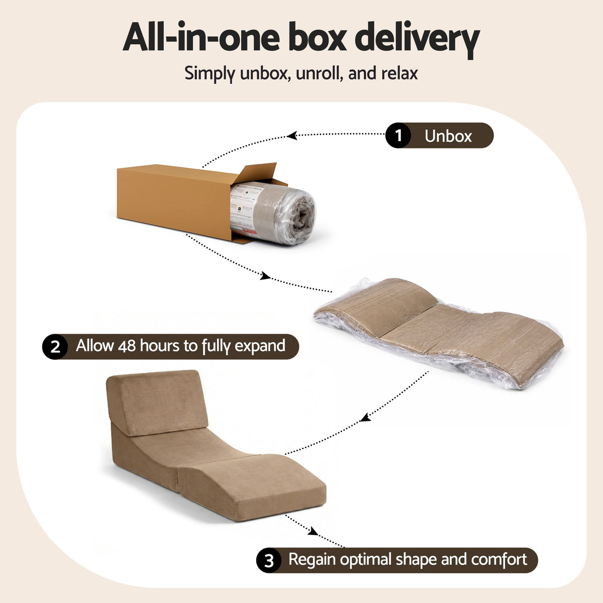 Artiss Folding Sofa Bed Futon Lounger Couch Brown