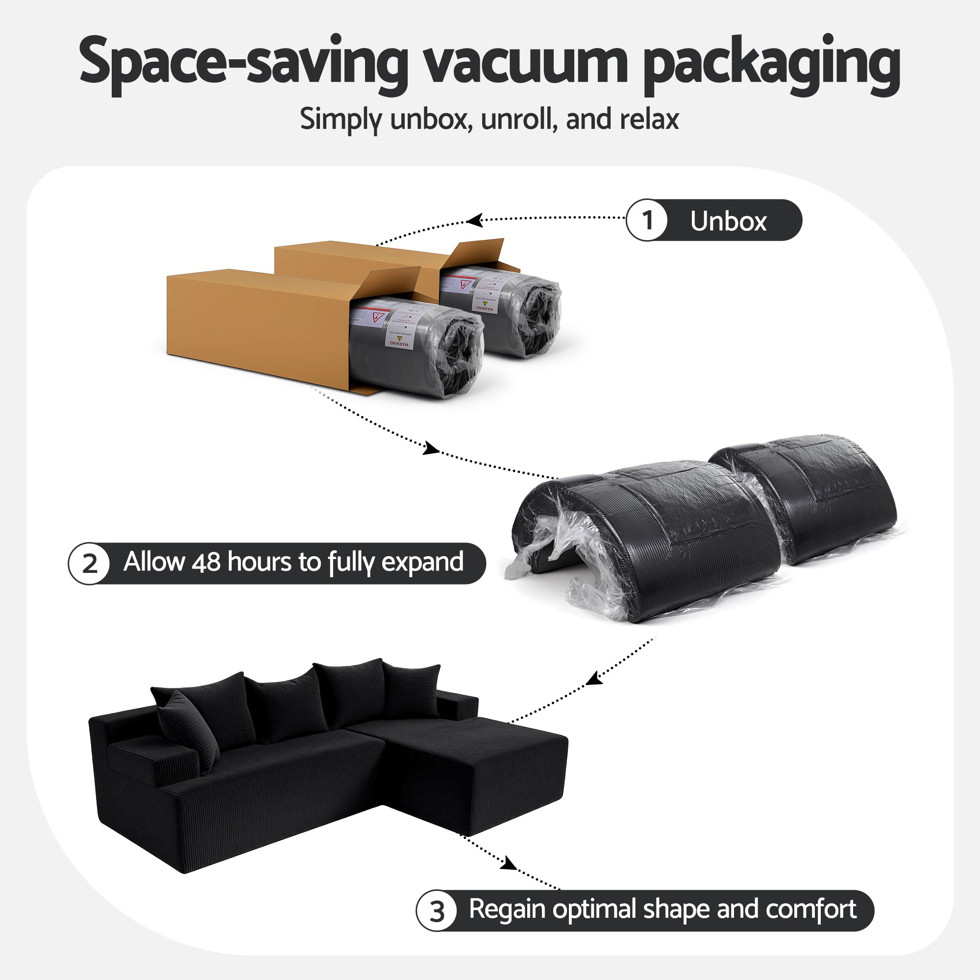 Artiss Modular Sectional Sofa Bed Convertible L-Shaped Couch with Deep Seat for Living Room
