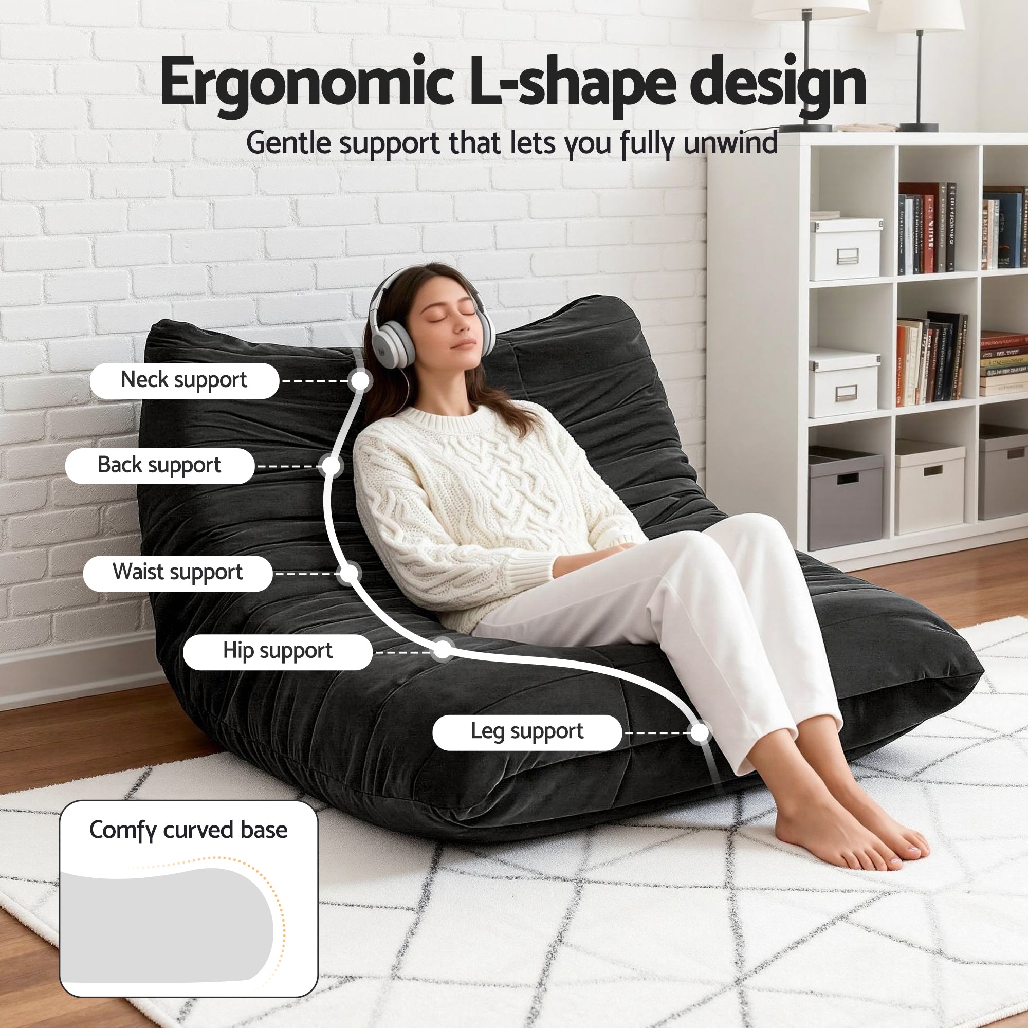 Artiss Lazy Sofa 2 Seaters Accent Caterpillar Chair Floor Couch Armless Lounge