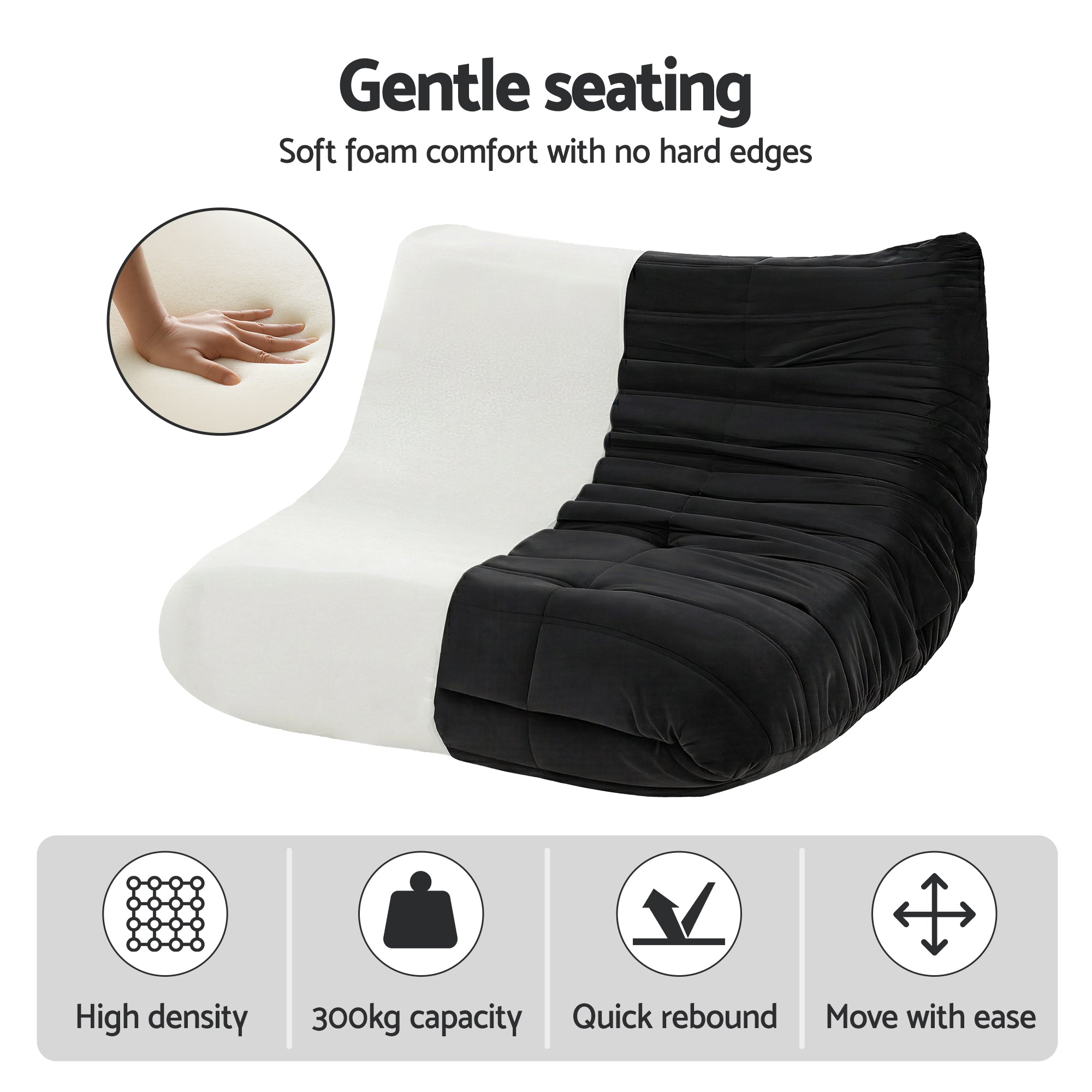 Artiss Lazy Sofa 2 Seaters Accent Caterpillar Chair Floor Couch Armless Lounge