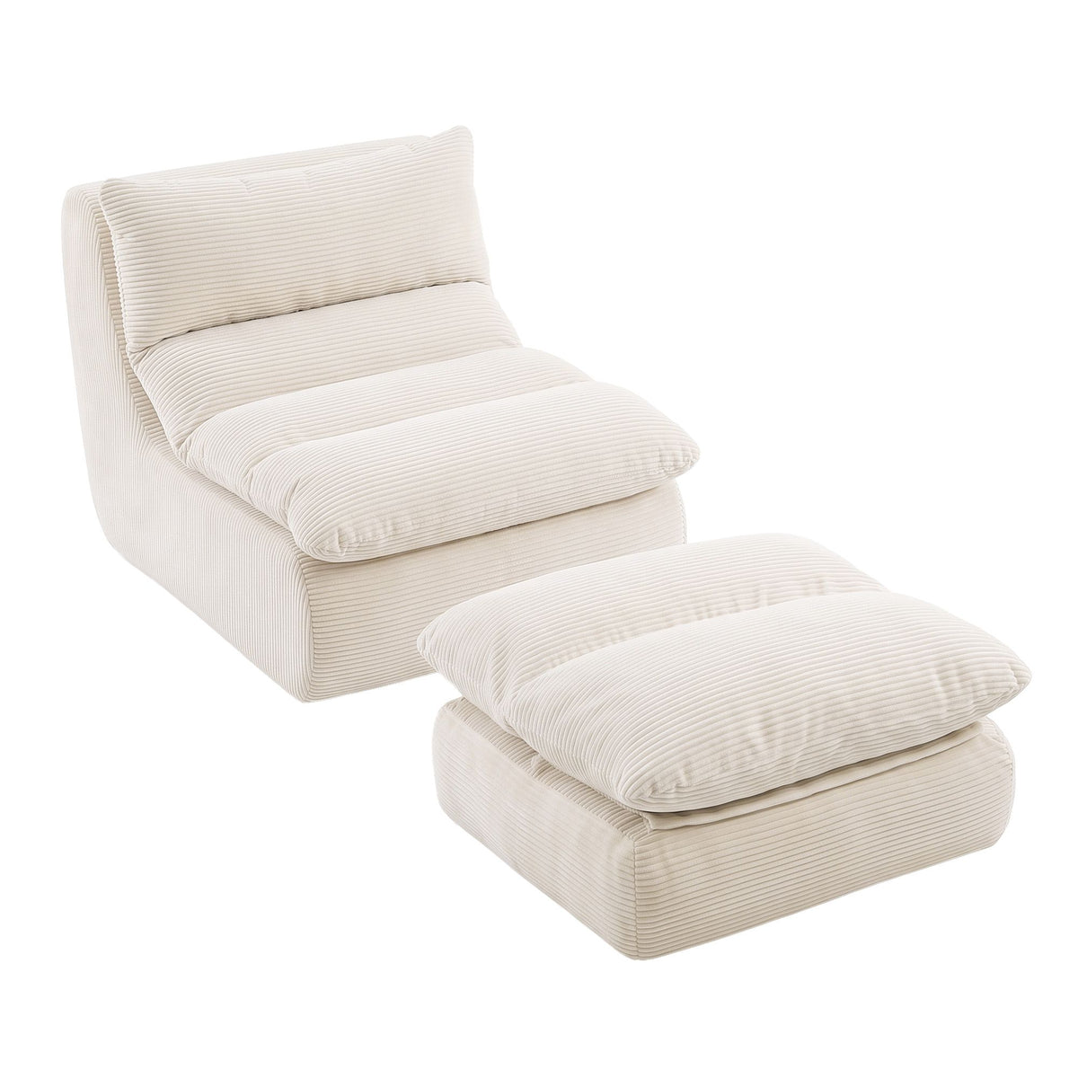 Artiss Lounge Chair Ottoman Single Sofa Couch Boneless Corduroy Chaise Footrest
