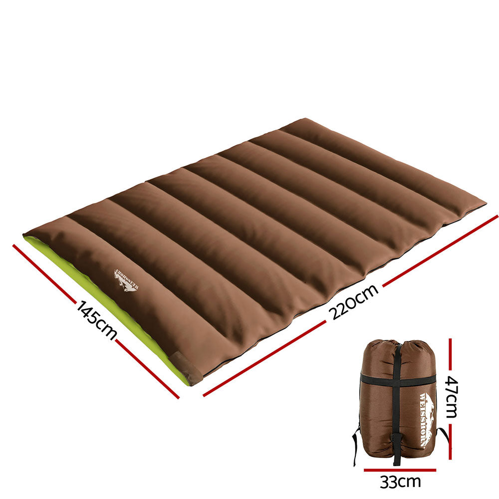 Weisshorn Double Sleeping Bag Thermal Camping Hiking Brown -5°C