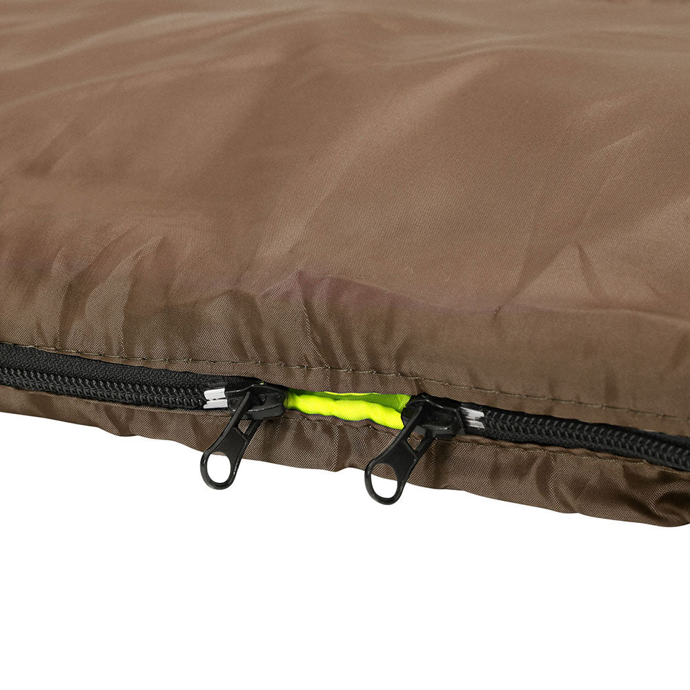 Weisshorn Double Sleeping Bag Thermal Camping Hiking Brown -5°C