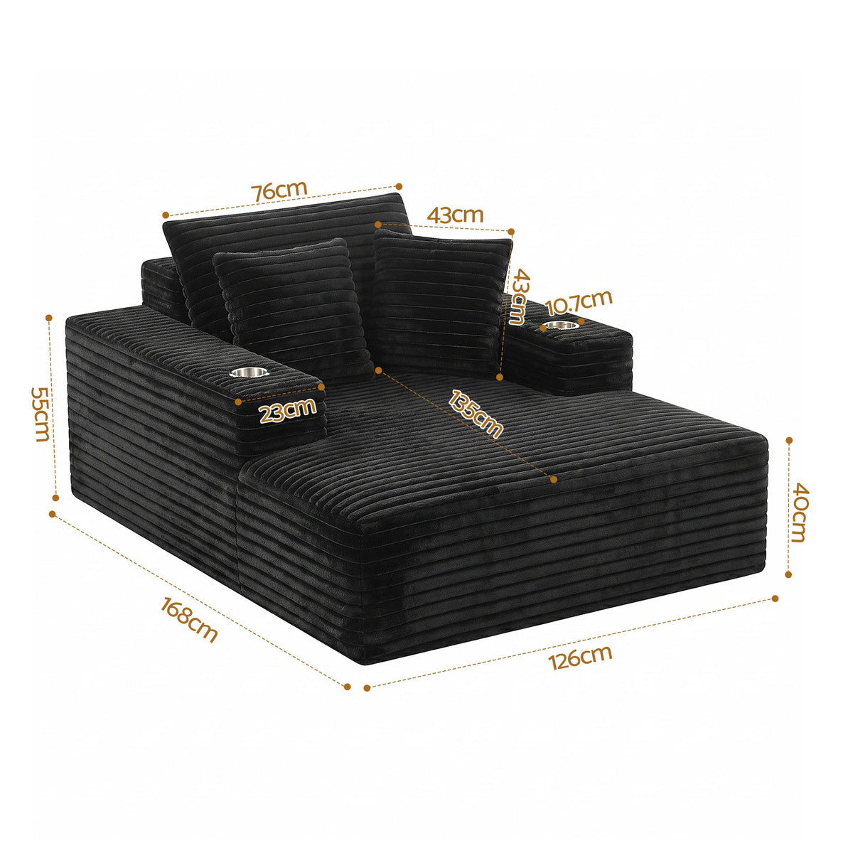 Artiss Single Sofa Bed Lounge Chair Faux Fur Black
