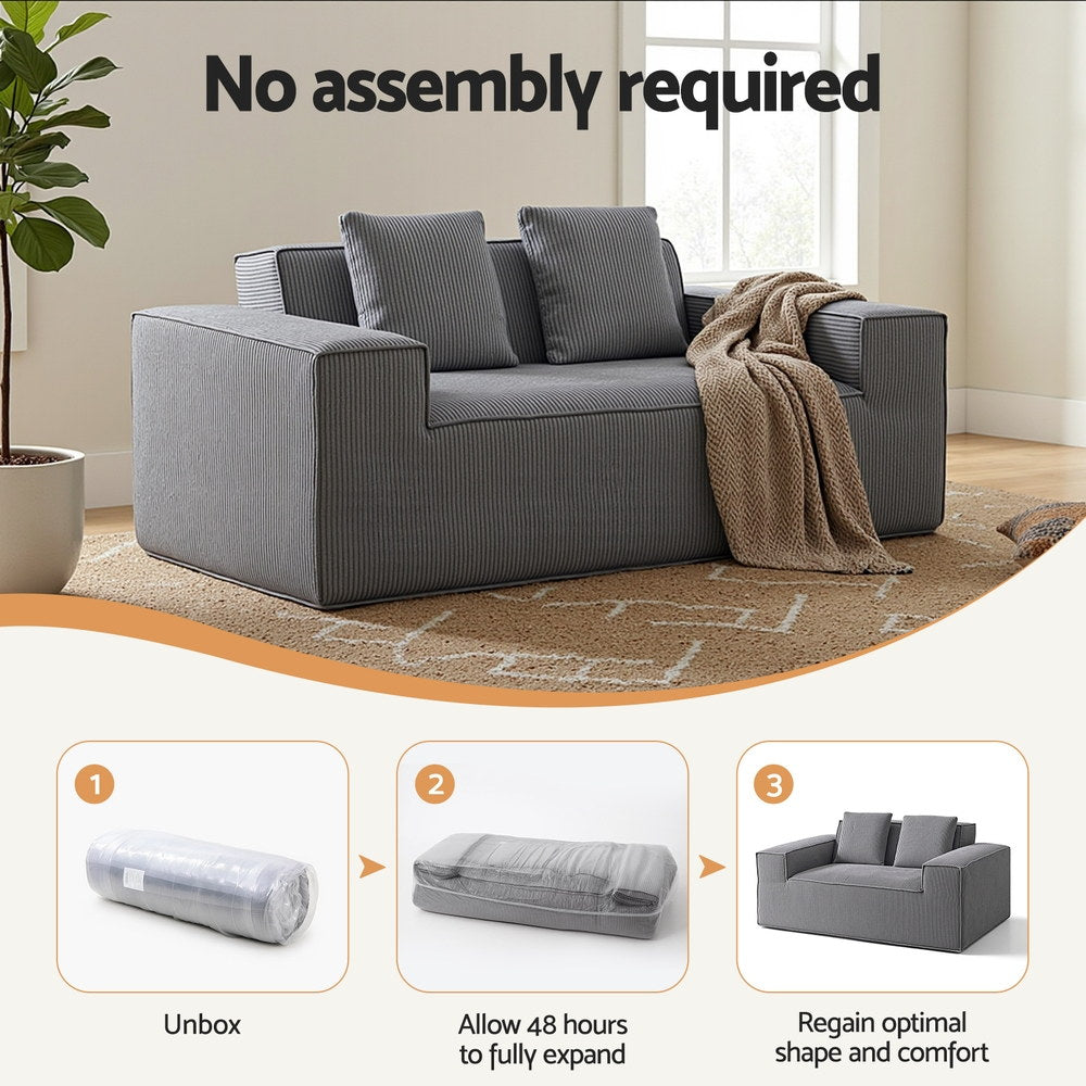 Artiss 2 Seater Sofa Loveseat Sofas Bed Couch No Assembly Corduroy Small Couches Apartement