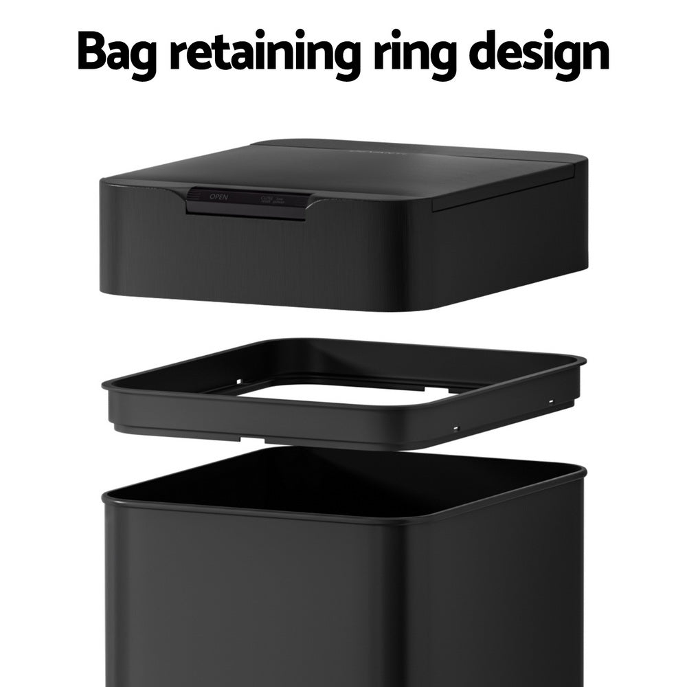 Devanti 50L Motion Sensor Bin Automatic Black