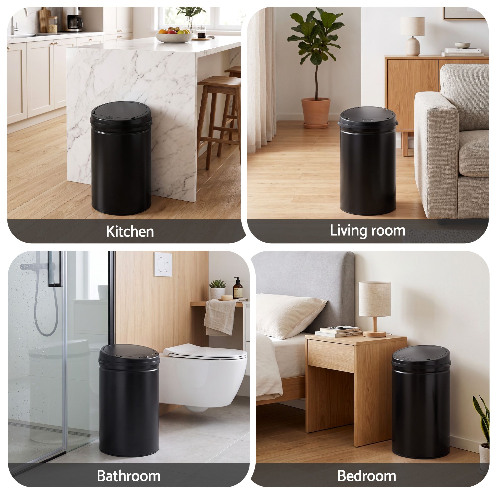 Devanti 30L Sensor Bin Automatic Touchless Trash Can Garbage Rubbish Black