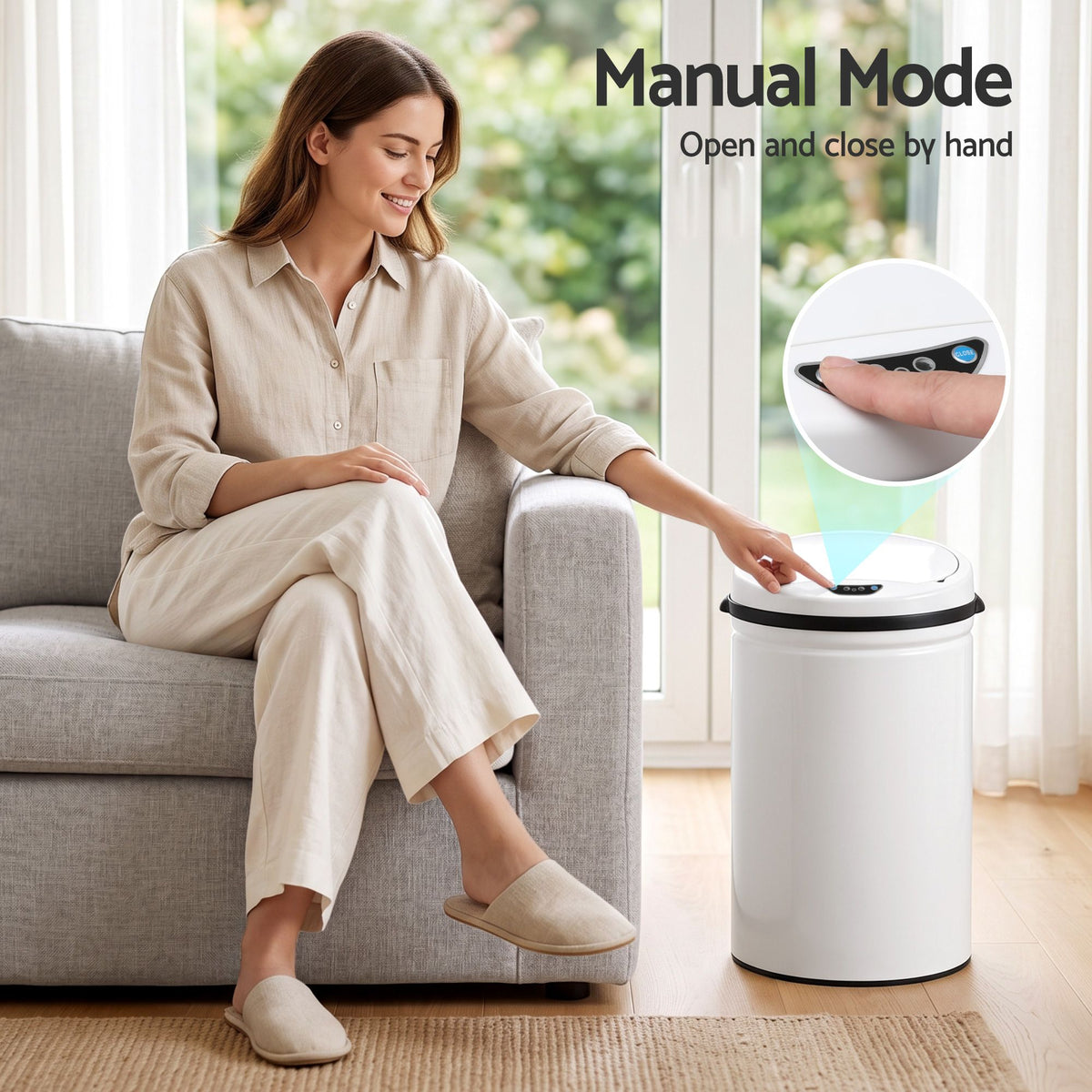 Devanti 30L Sensor Bin Automatic Touchless Trash Can Garbage Rubbish White