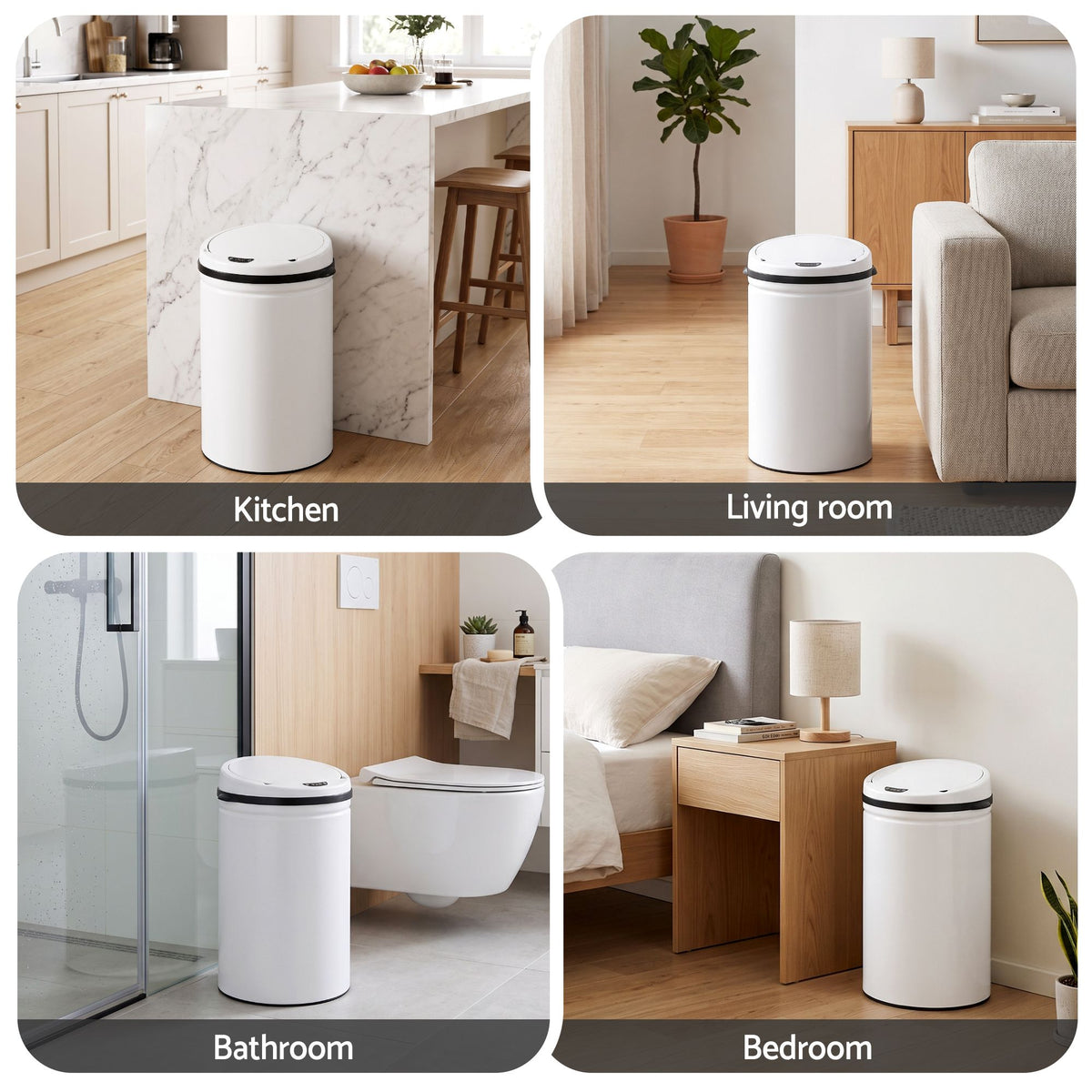Devanti 30L Sensor Bin Automatic Touchless Trash Can Garbage Rubbish White