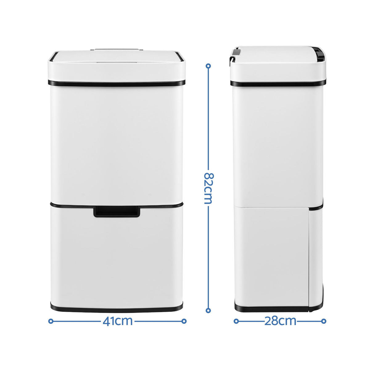 Devanti 72L Sensor Bin Rubbish Bins 4-in-1 Compartment Stainless Steel Trash Can White