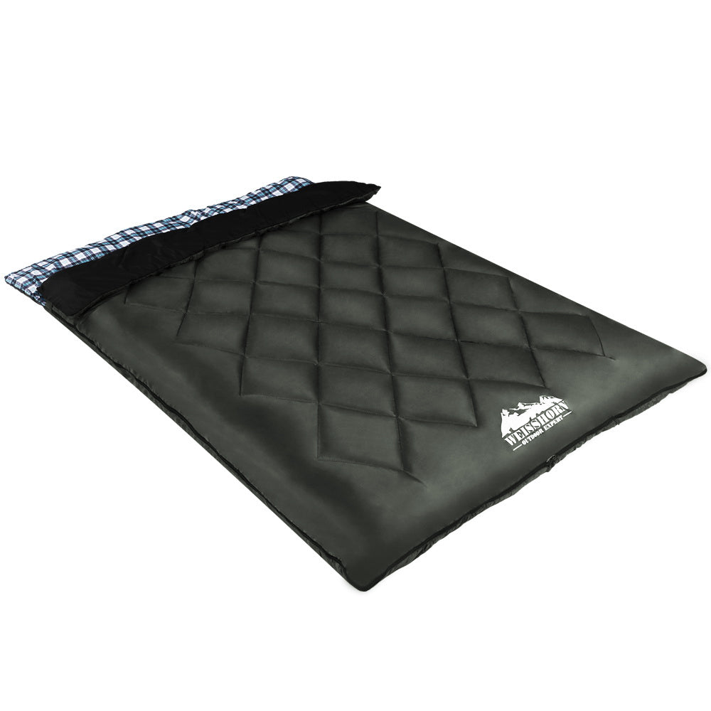 Weisshorn Double Sleeping Bag Thermal Camping Hiking Grey -10°C
