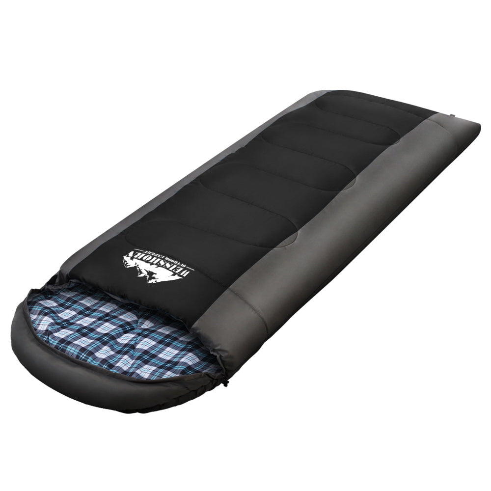 Weisshorn Single Sleeping Bag Thermal Camping Hiking Black -20°C