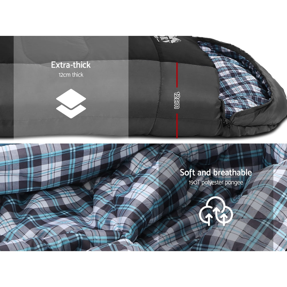 Weisshorn Single Sleeping Bag Thermal Camping Hiking Black -20°C