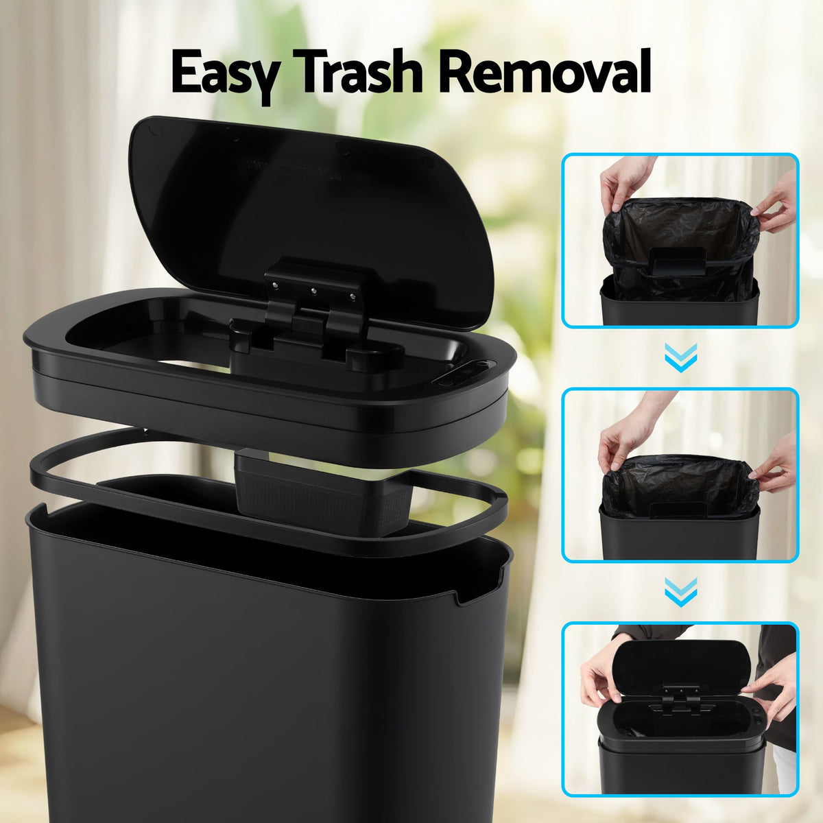 Devanti Touchless Motion Sensor Kitchen Bin 21L Black