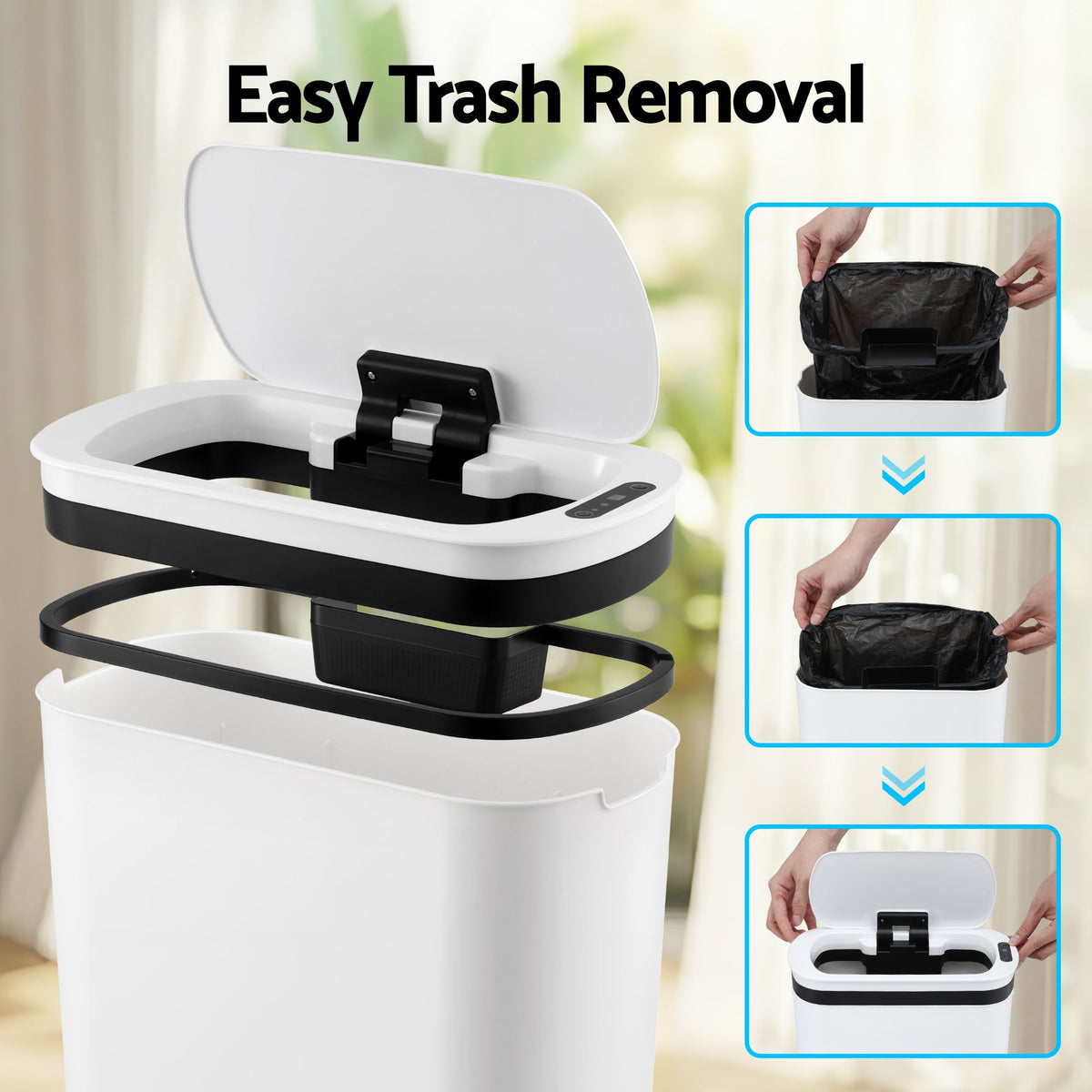 Devanti Motion Sensor Trash Bin 21L Touchless Kitchen Bin, White