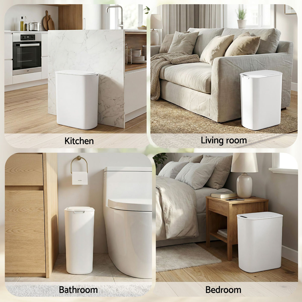 Devanti Motion Sensor Trash Bin 21L Touchless Kitchen Bin, White