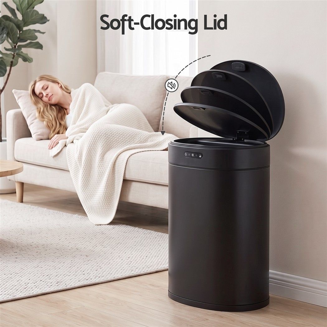 Devanti 20L Automatic Sensor Bin Touchless Rubbish Waste Bin Black Kitchen