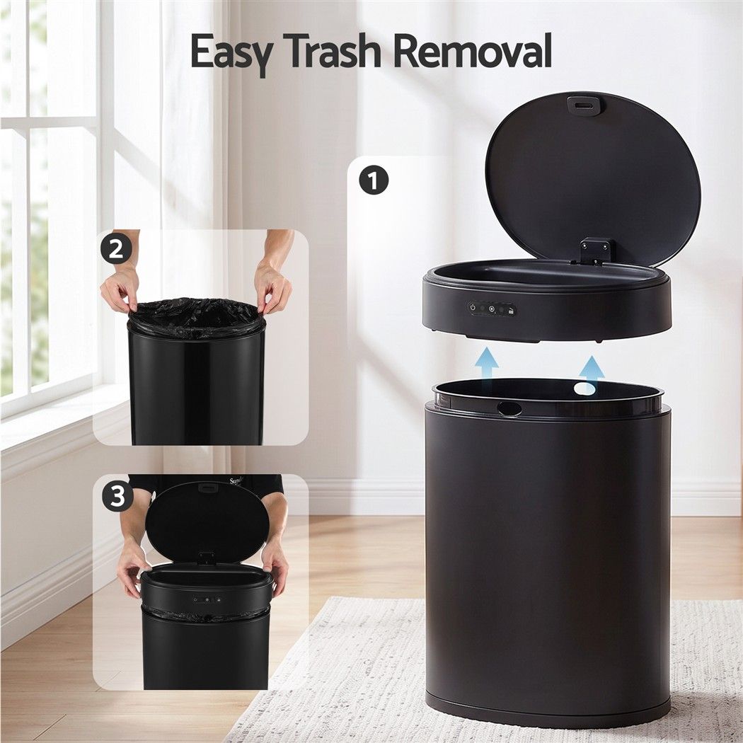 Devanti 20L Automatic Sensor Bin Touchless Rubbish Waste Bin Black Kitchen