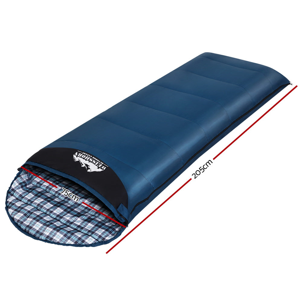 Weisshorn Single Sleeping Bag Thermal Camping Hiking Blue