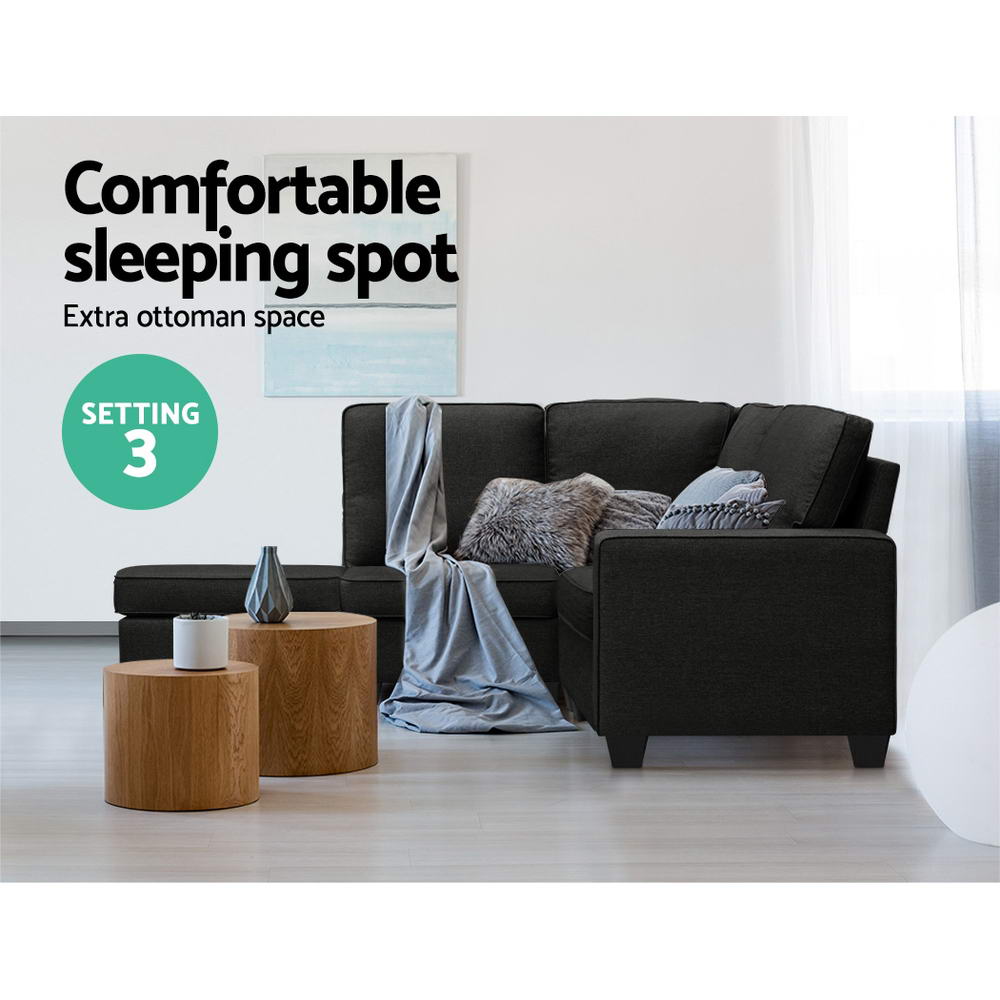 Modular 4-Seater Sofa Chaise Set Dark Grey