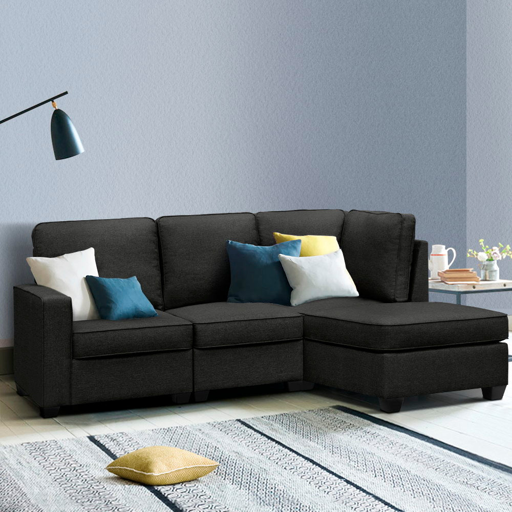 Modular 4-Seater Sofa Chaise Set Dark Grey