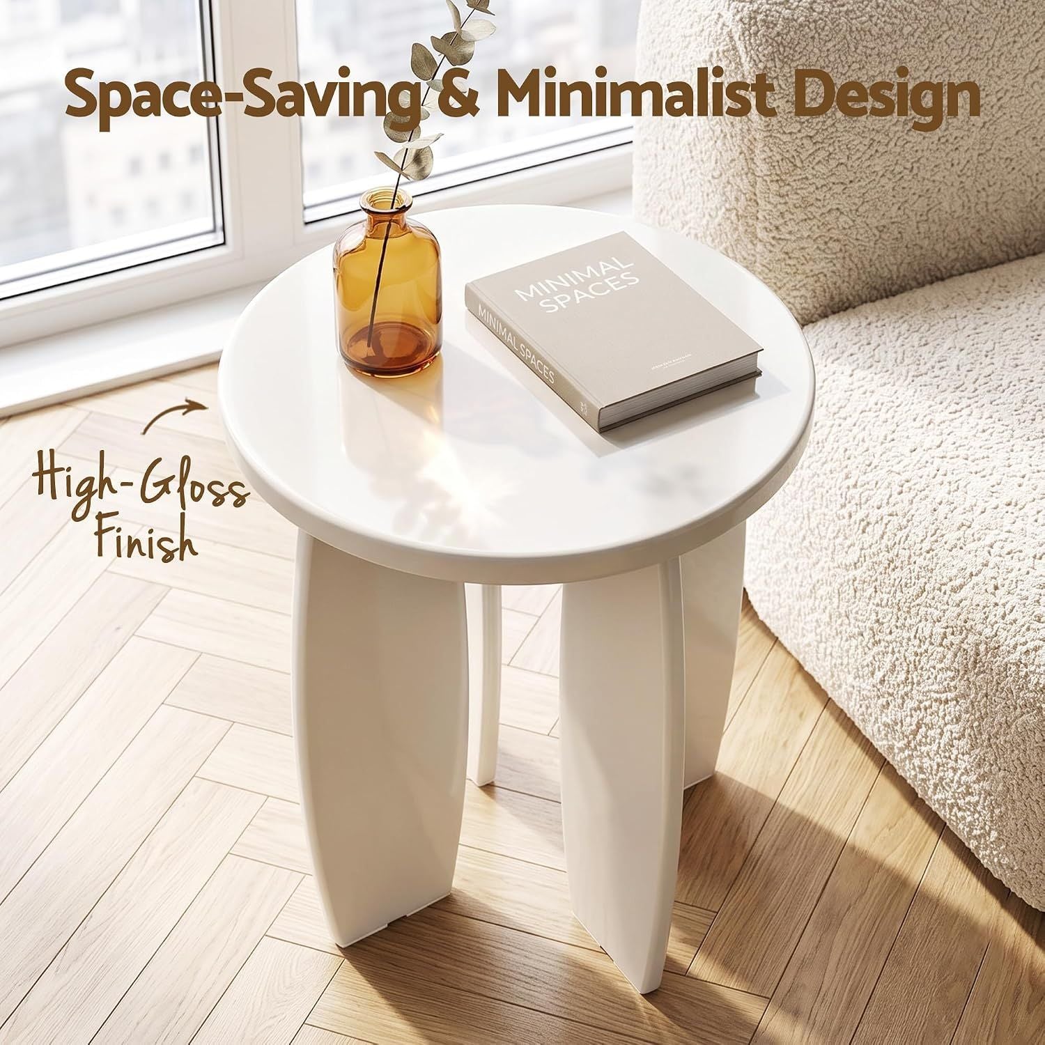 Artiss Single Boneless Sofa & Round End Table Set White