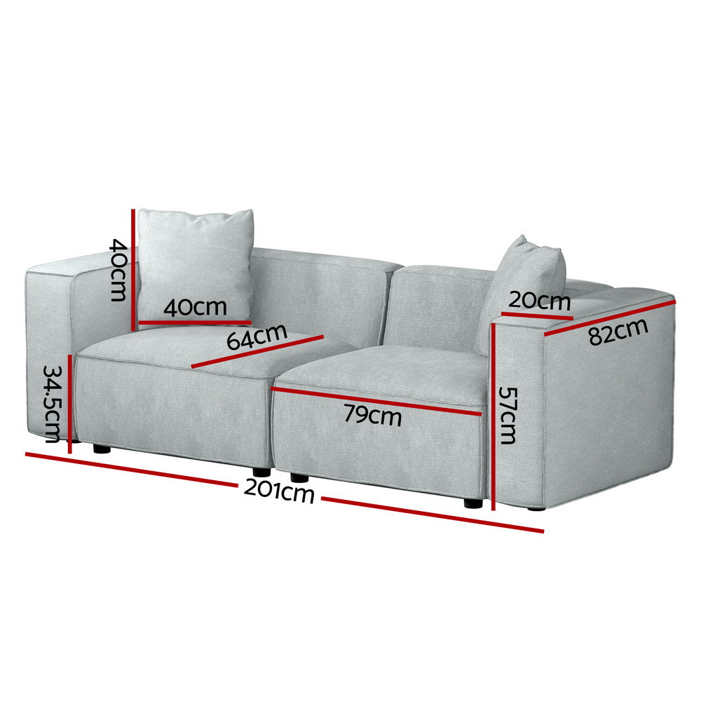 Alvin 2-Seater Modular Sofa Chaise Set Grey
