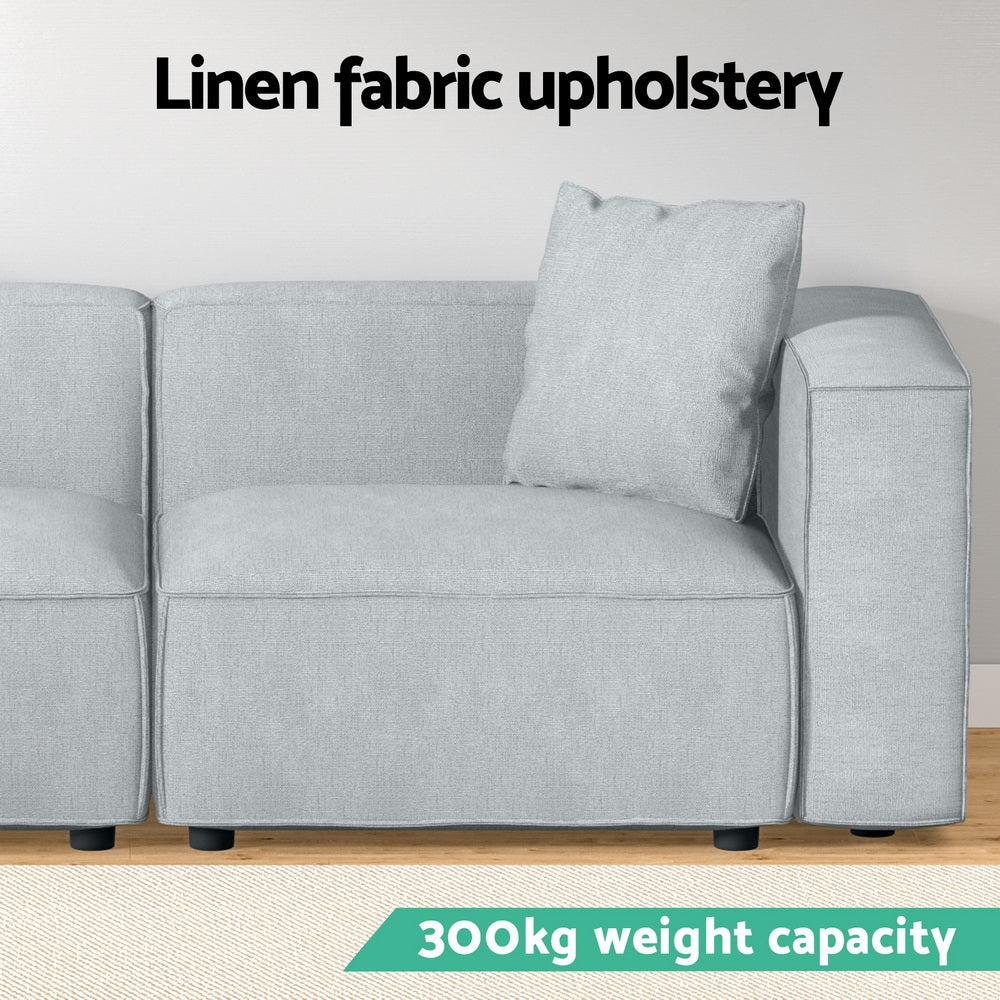 Alvin 2-Seater Modular Sofa Chaise Set Grey
