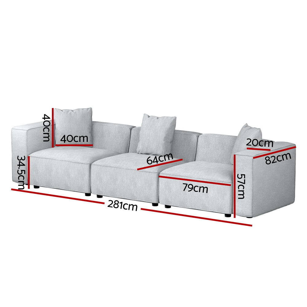 Alvin 3-Seater Modular Sofa Chaise Grey