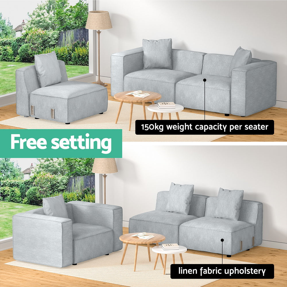 Alvin 3-Seater Modular Sofa Chaise Grey