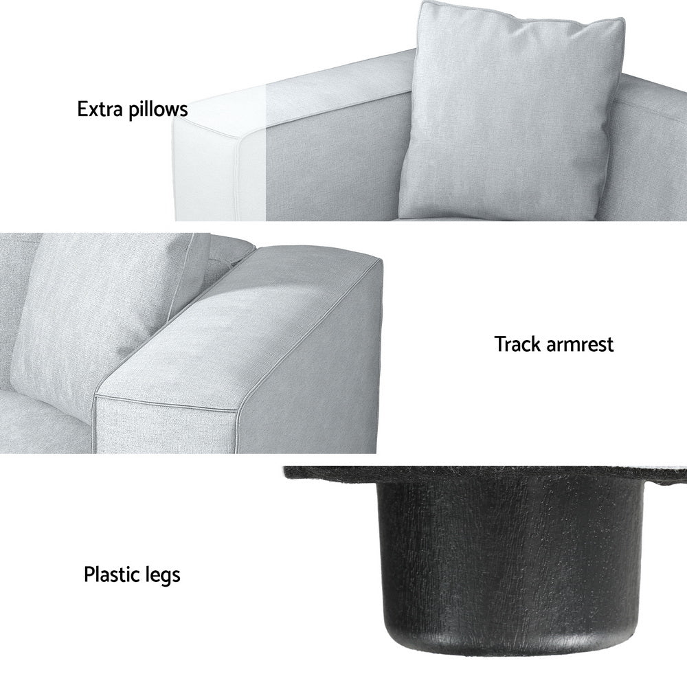 Alvin 3-Seater Modular Sofa Chaise Grey