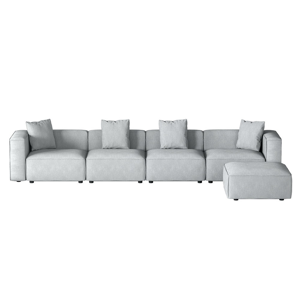 Alvin 5-Seater Modular Sofa Chaise Set Grey