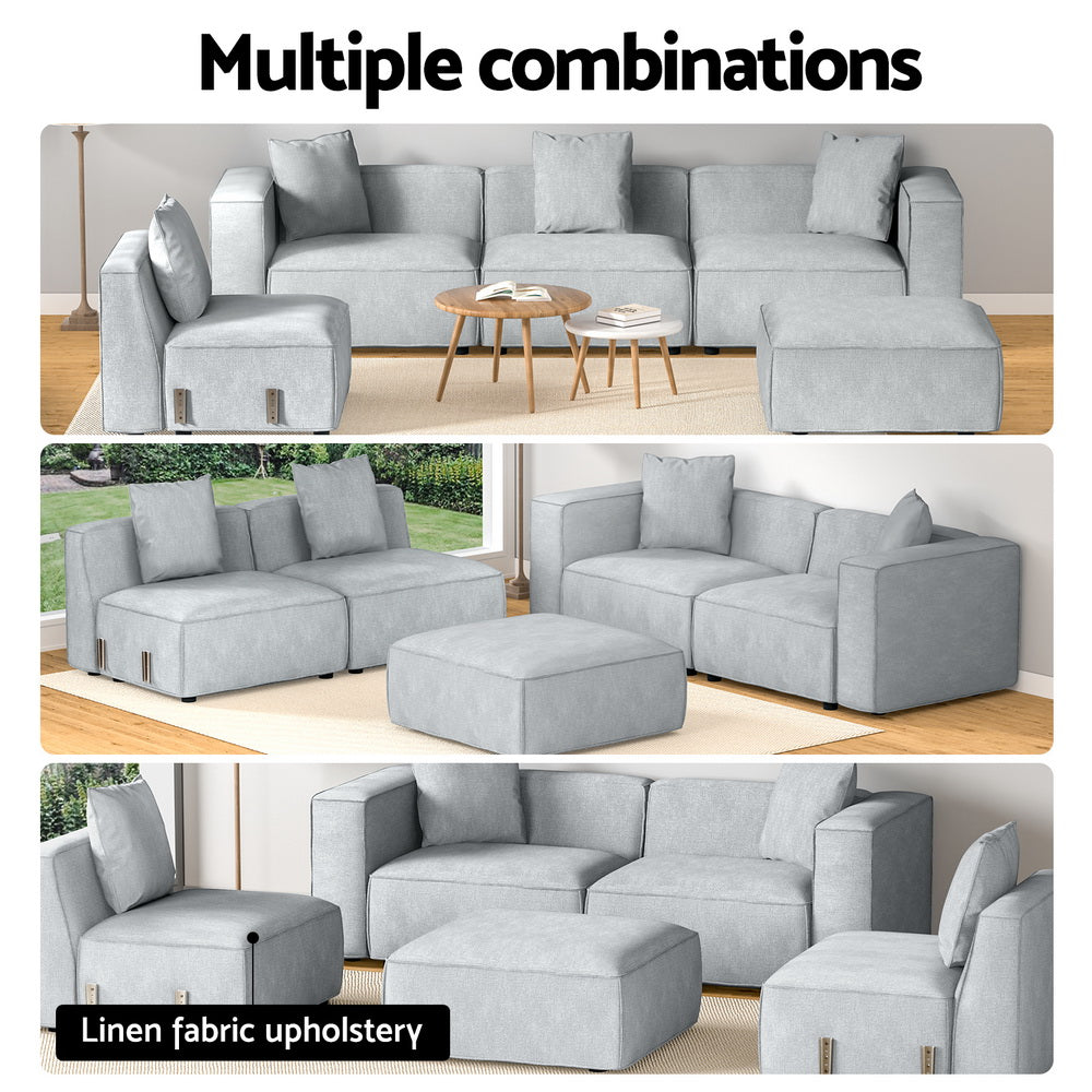 Alvin 5-Seater Modular Sofa Chaise Set Grey