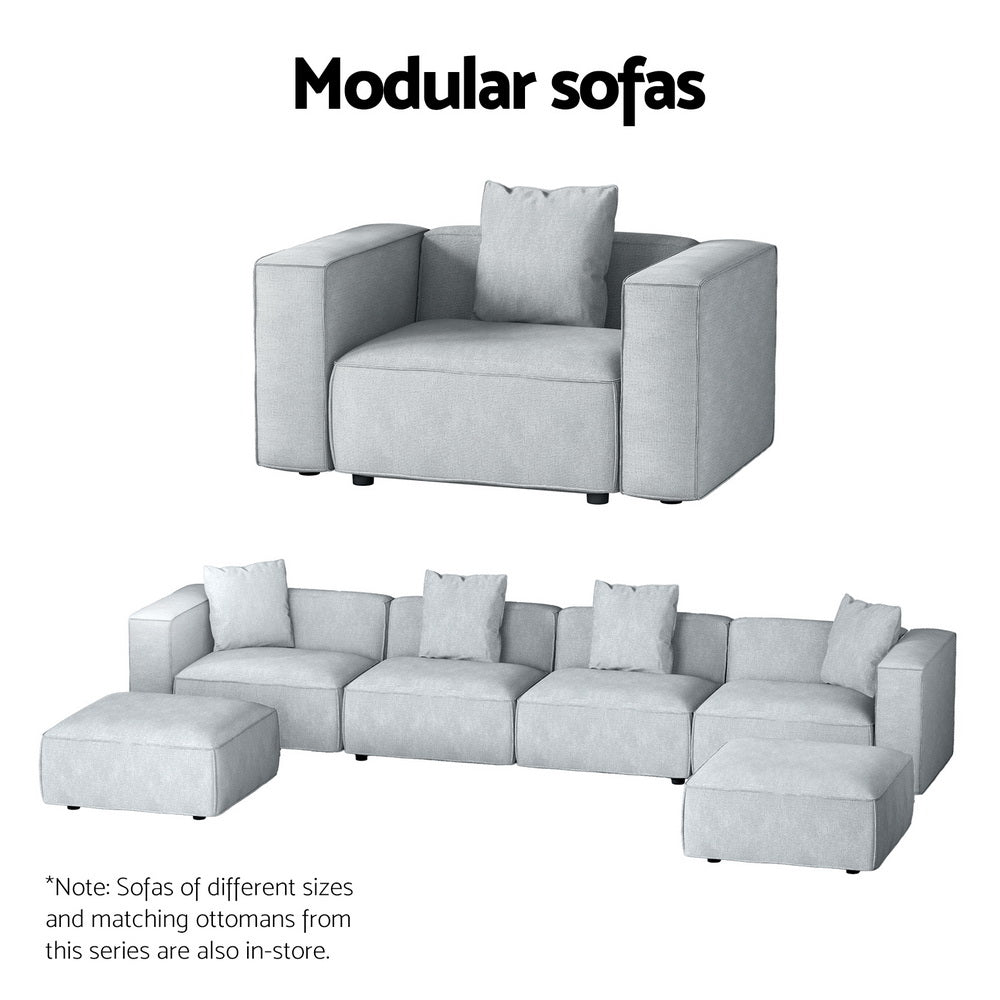 Alvin 5-Seater Modular Sofa Chaise Set Grey