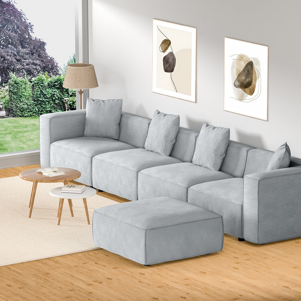 Alvin 5-Seater Modular Sofa Chaise Set Grey