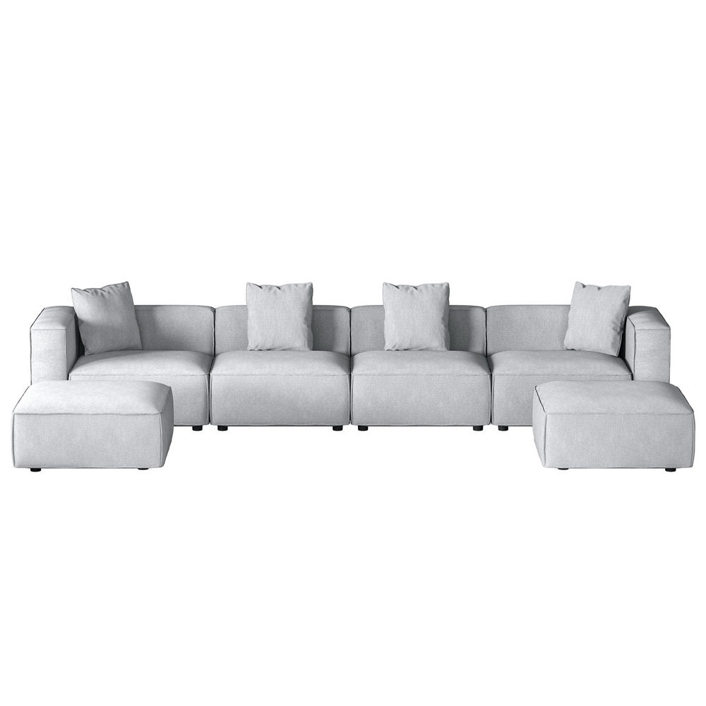 Alvin 6-Seater Modular Sofa Chaise Grey