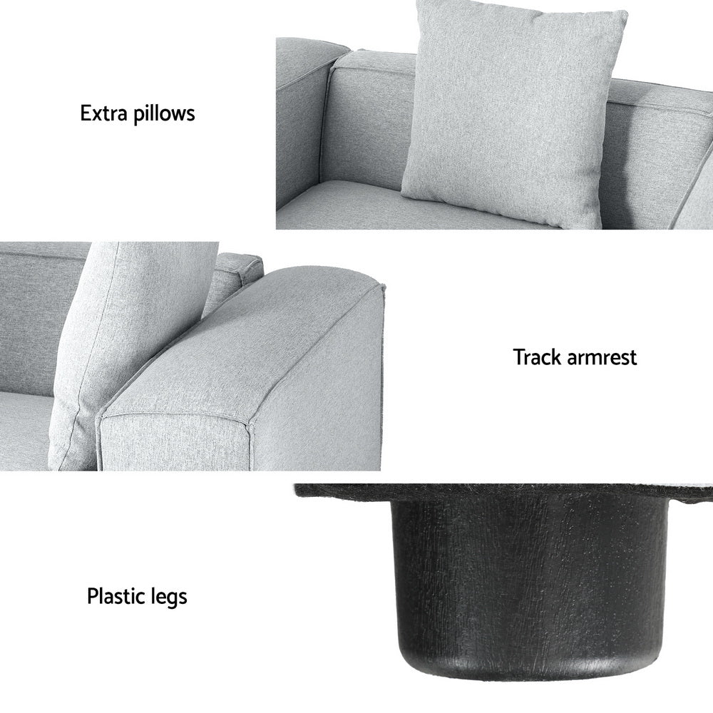 Alvin 6-Seater Modular Sofa Chaise Grey