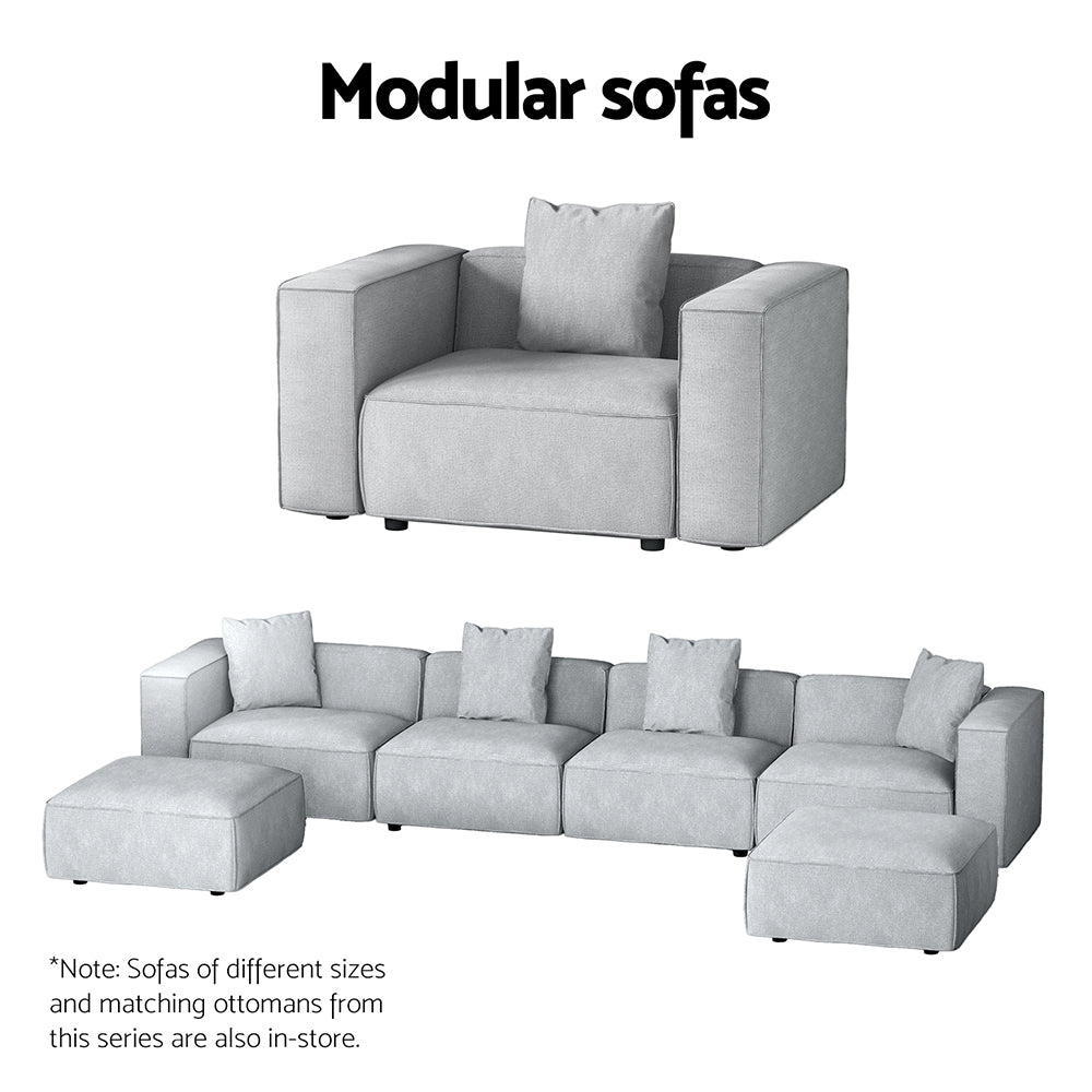 Alvin 6-Seater Modular Sofa Chaise Grey