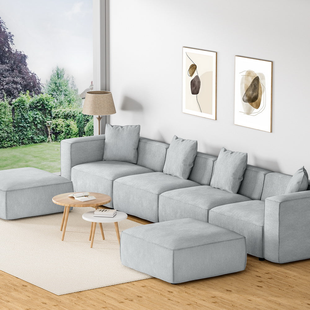 Alvin 6-Seater Modular Sofa Chaise Grey