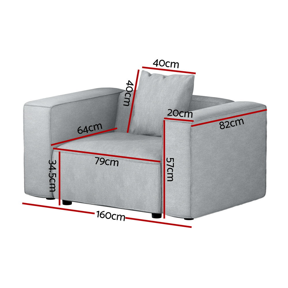 Alvin 1-Seater Modular Sofa Chaise Grey