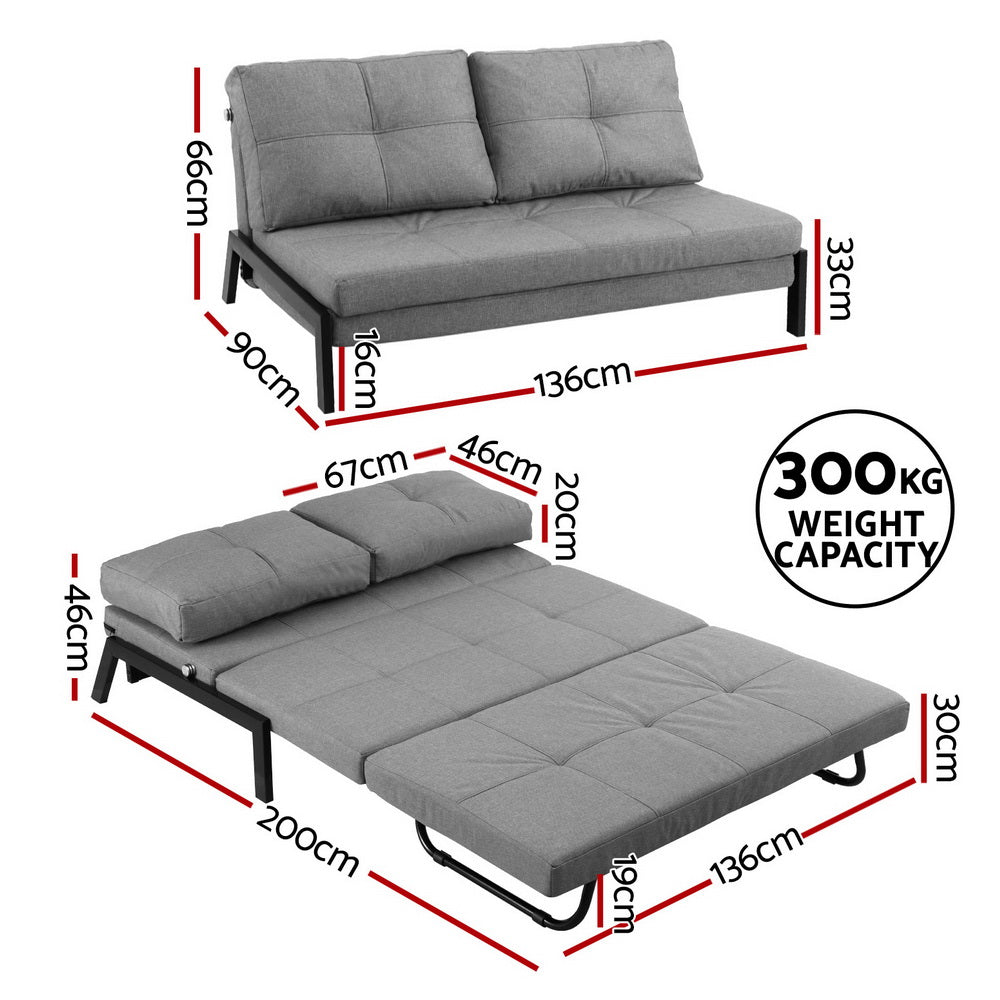 Artiss Sofa Bed 2 Seater Folding Convertible Couch Recliner Lounge Chair