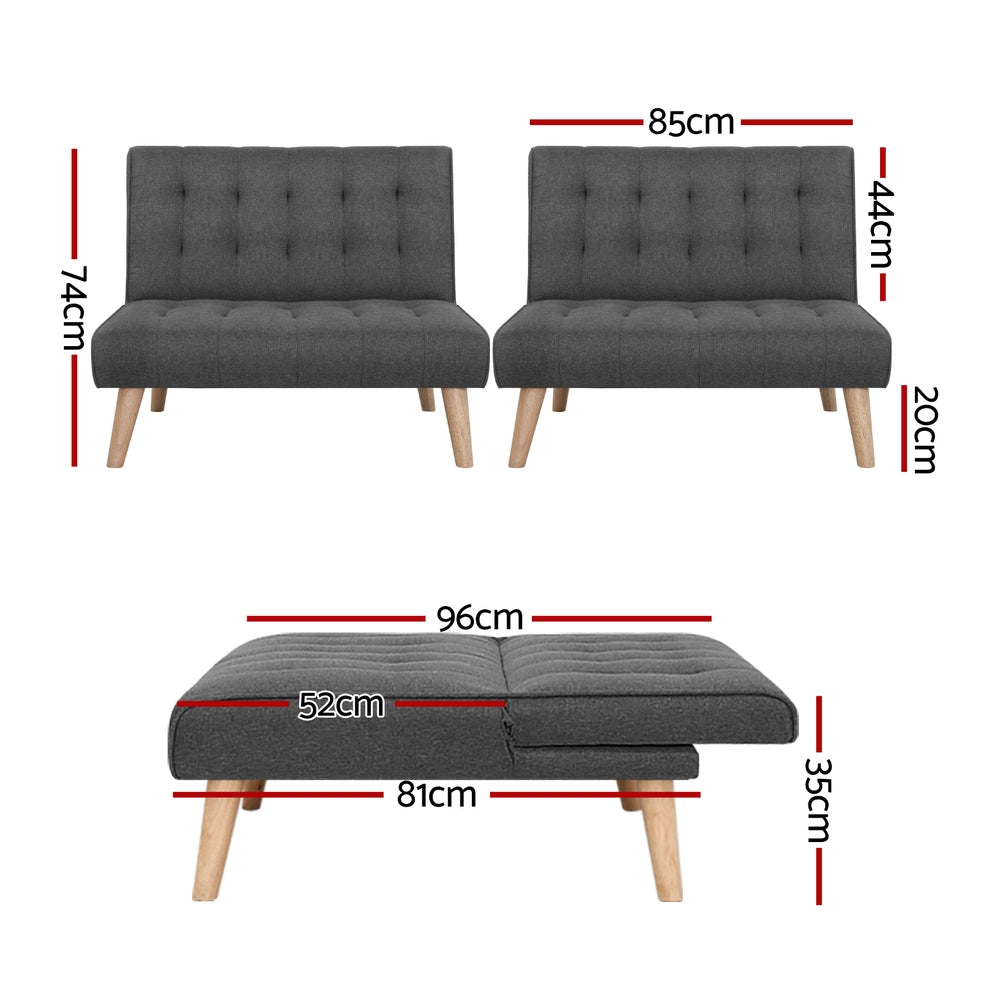 Artiss 2-Seater Recliner Sofa Bed Single Seater Fabric Grey
