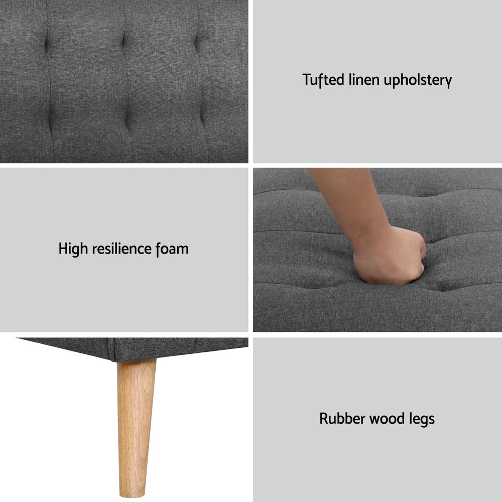 Artiss 2-Seater Recliner Sofa Bed Single Seater Fabric Grey