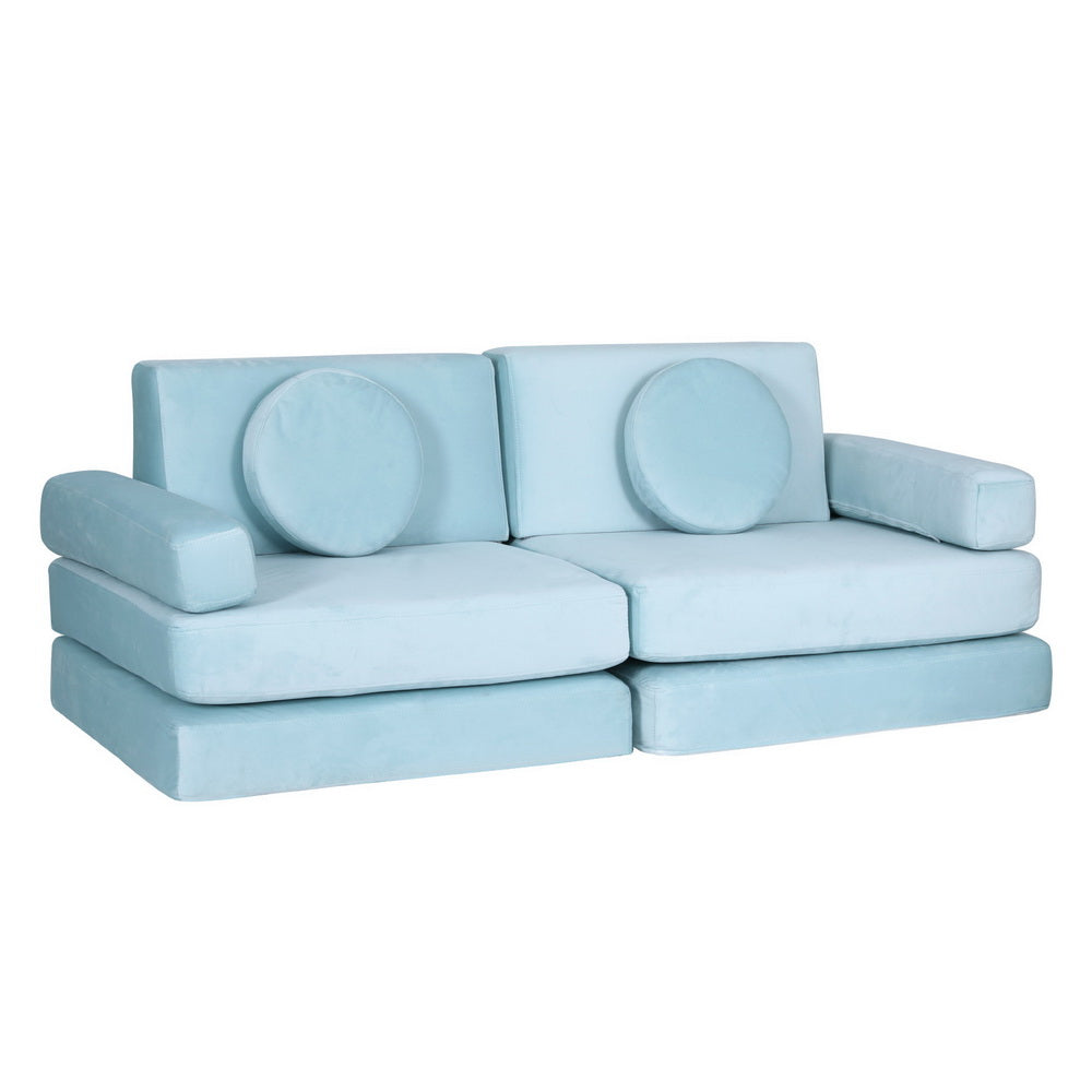 Play 2-Seater Modular Sofa Bed Velvet Blue