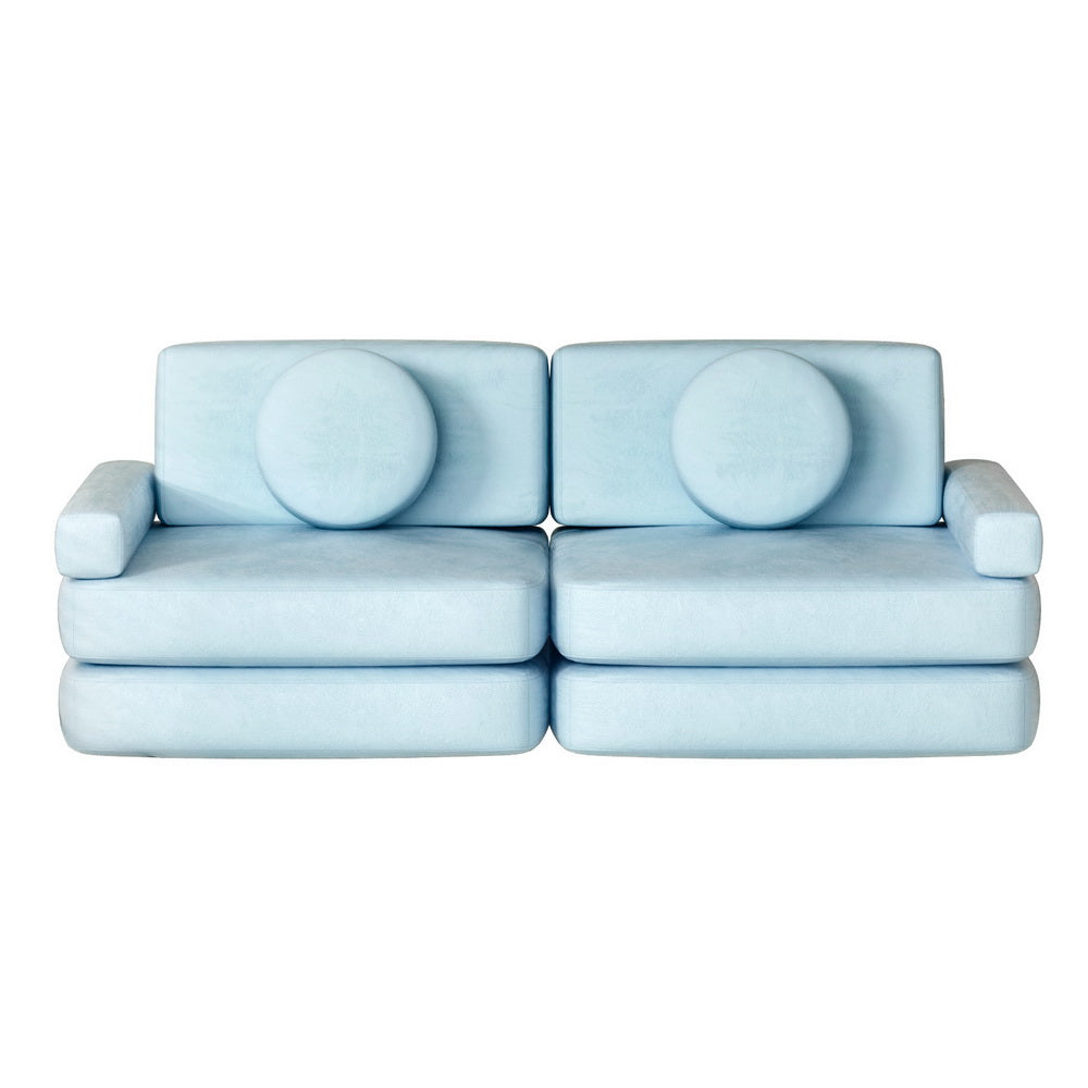 Play 2-Seater Modular Sofa Bed Velvet Blue