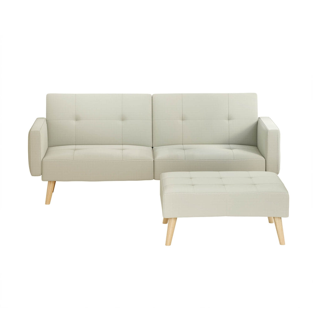 Scott 3-Seater Convertible Sofa Bed Ottoman Recliner Beige