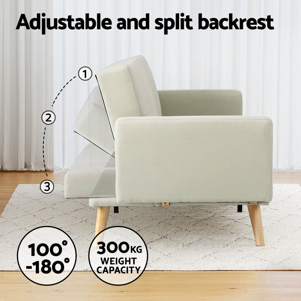 Scott 3-Seater Convertible Sofa Bed Ottoman Recliner Beige
